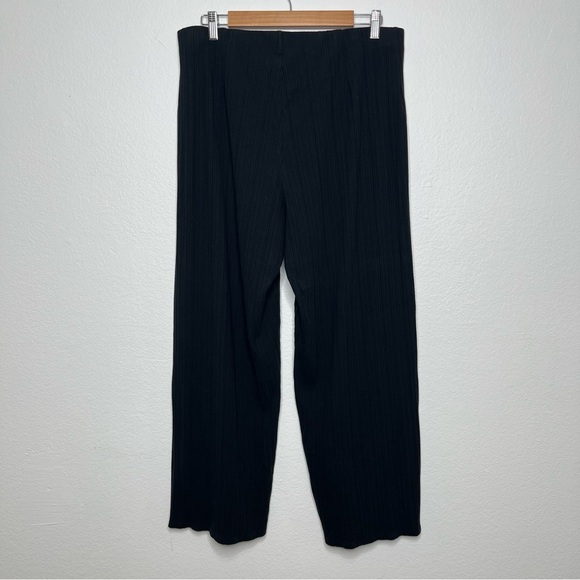 Eileen Fisher Women's Tencel Blend Textured Rib Wide Leg Crop Pant Black Large - Picture 5 of 7